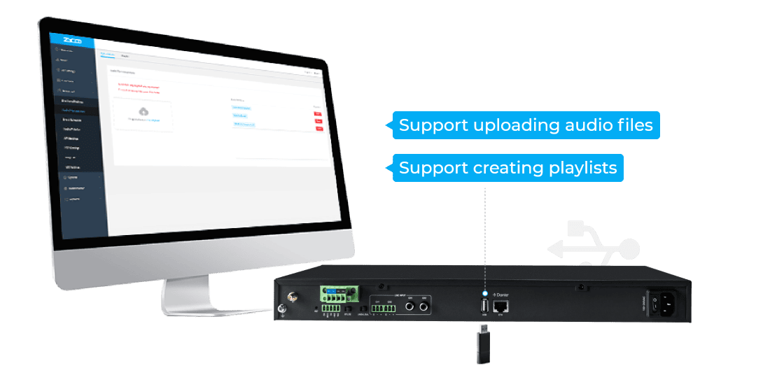 usb audio storage and scheduled playback content